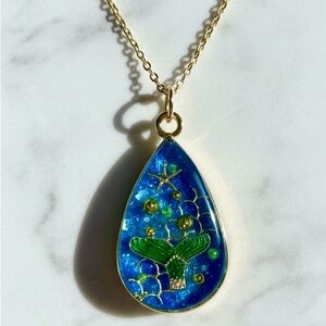 Blue and Gold Pendant Necklace